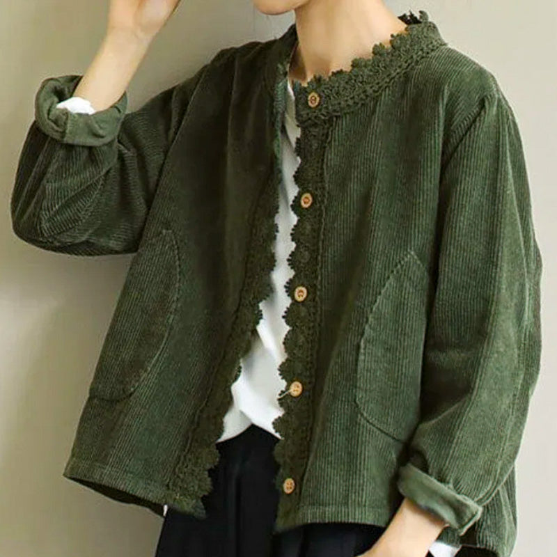 Corduroy Lace-Trim Jacket