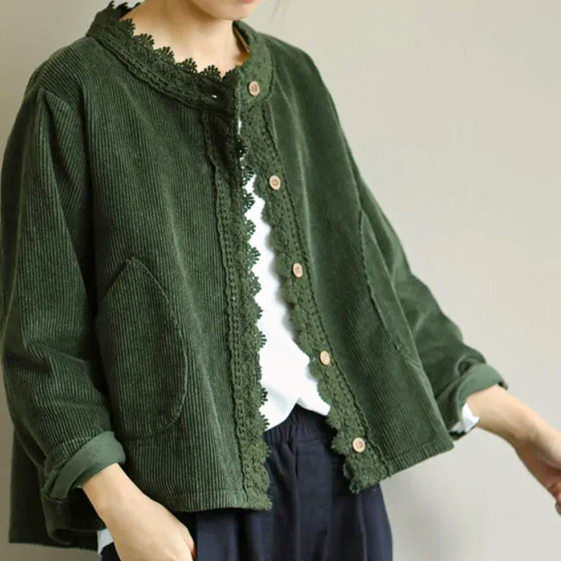Corduroy Lace-Trim Jacket