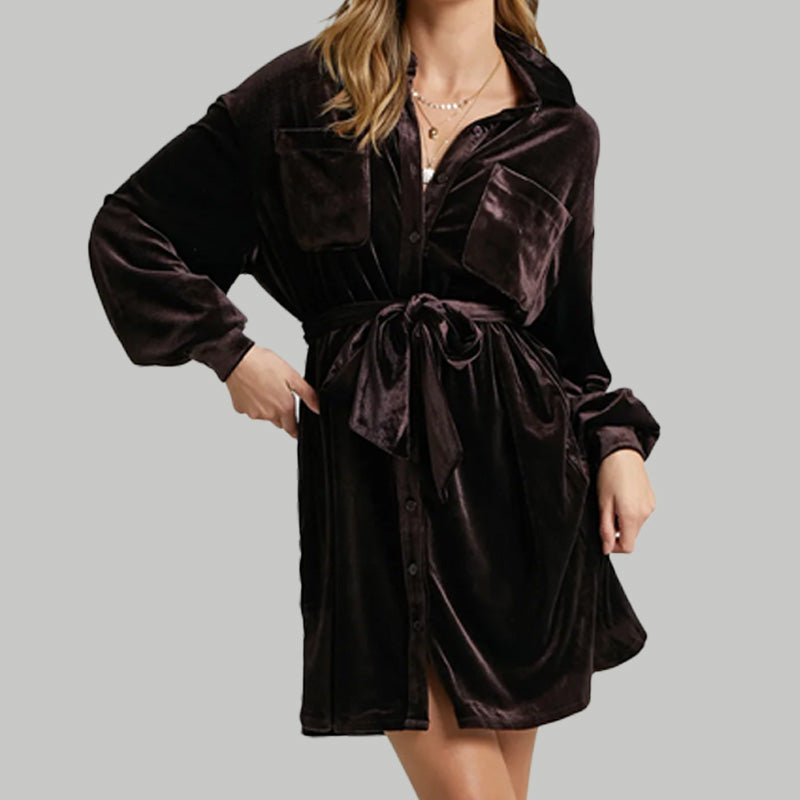 Velvet Luxe Shirt Dress