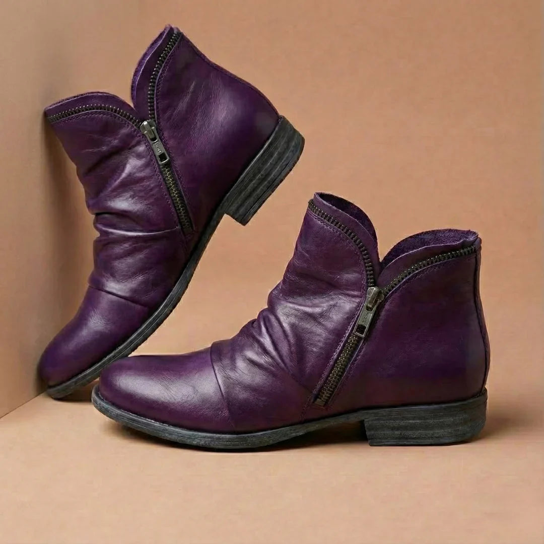 Emily Zip Leather Booties