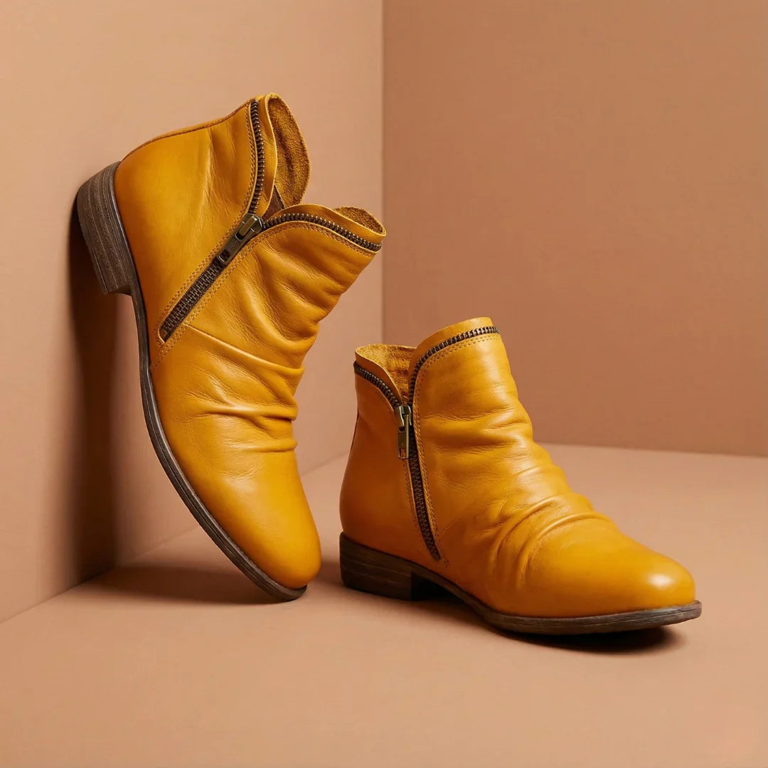 Emily Zip Leather Booties