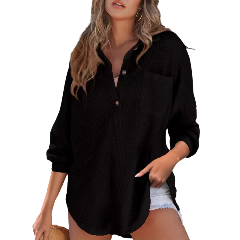 Kathryn | Casual Lightweight Button Tunic Blouse