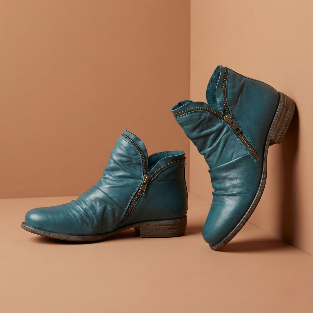Emily Zip Leather Booties