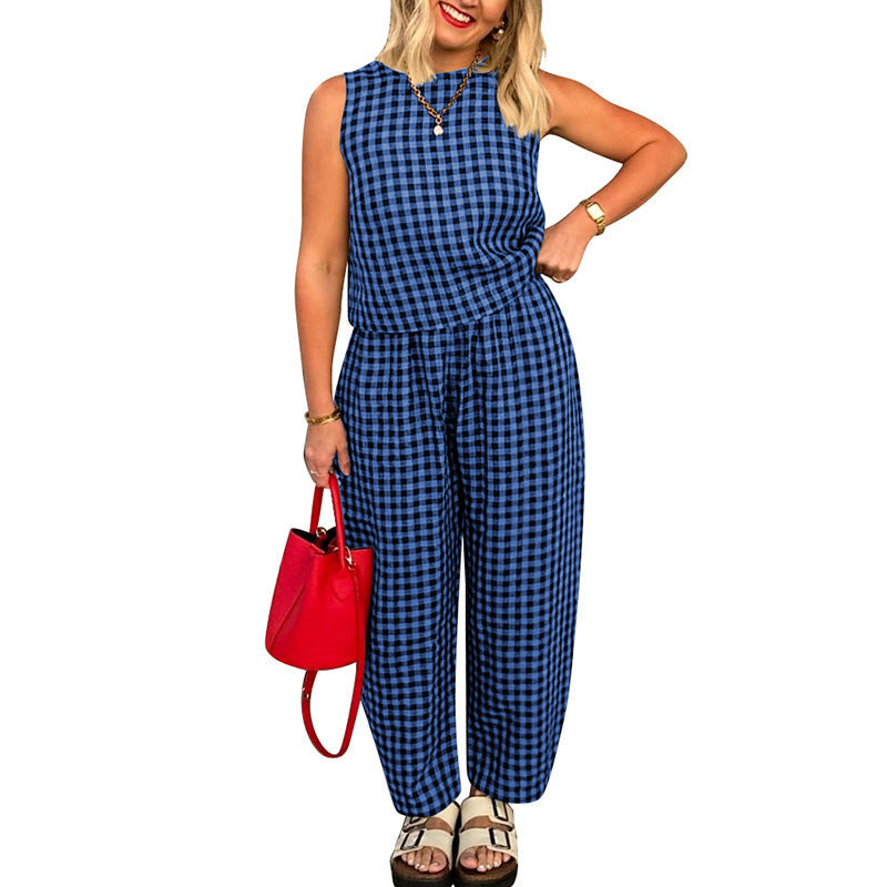 Trish | Casual Cotton Plaid Two-Piece Set
