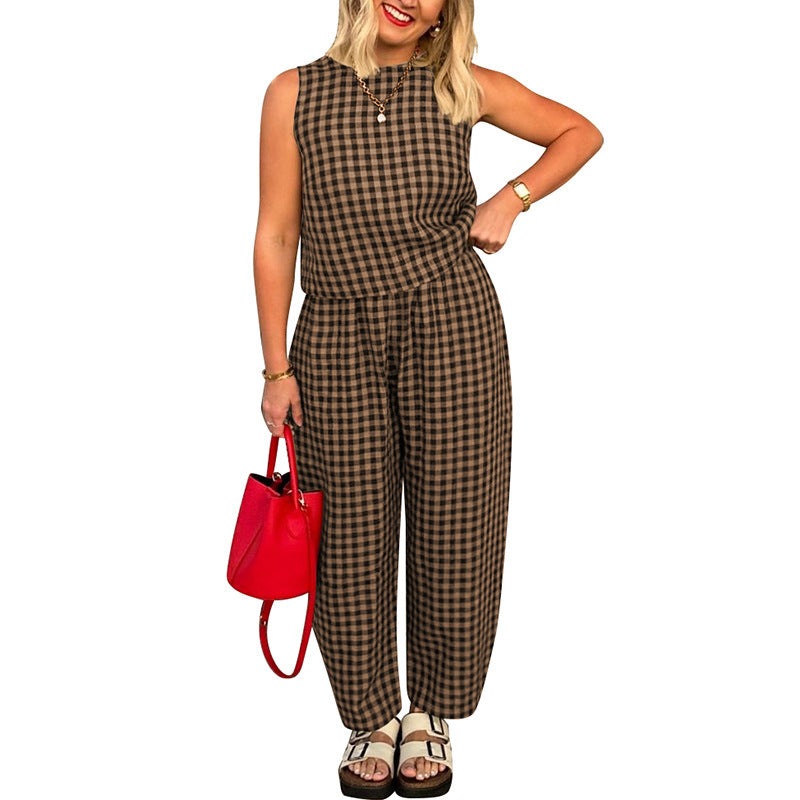 Trish | Casual Cotton Plaid Two-Piece Set