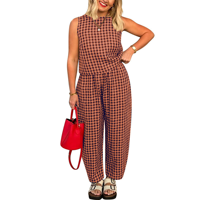 Trish | Casual Cotton Plaid Two-Piece Set