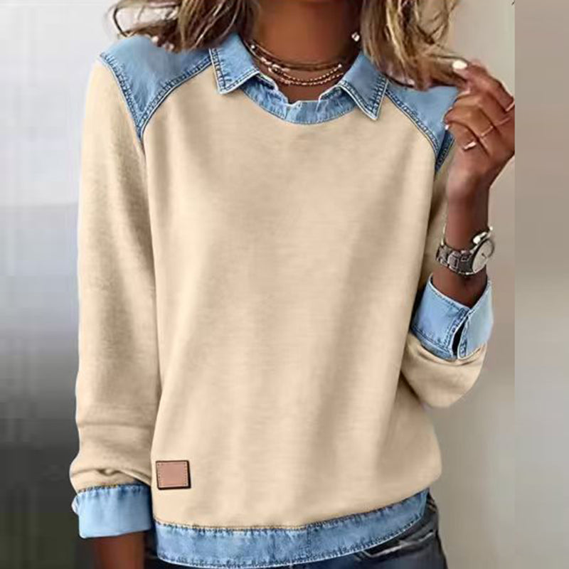 Keelin Denim Contrast Pullover