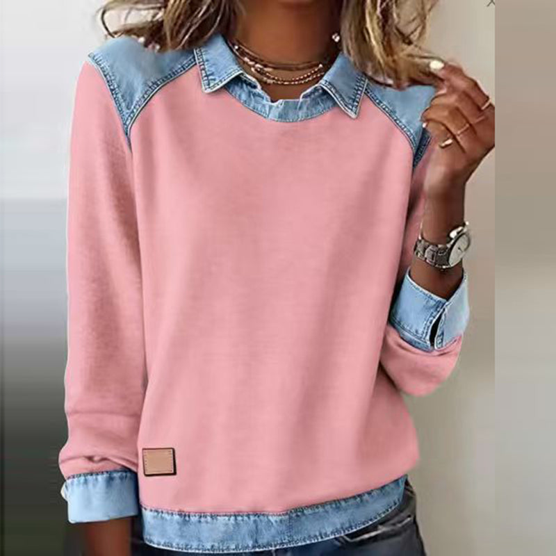 Keelin Denim Contrast Pullover