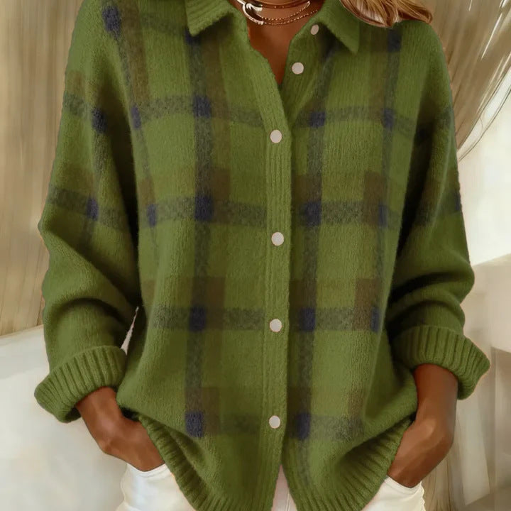 Anna Soft Check Knit Cardigan