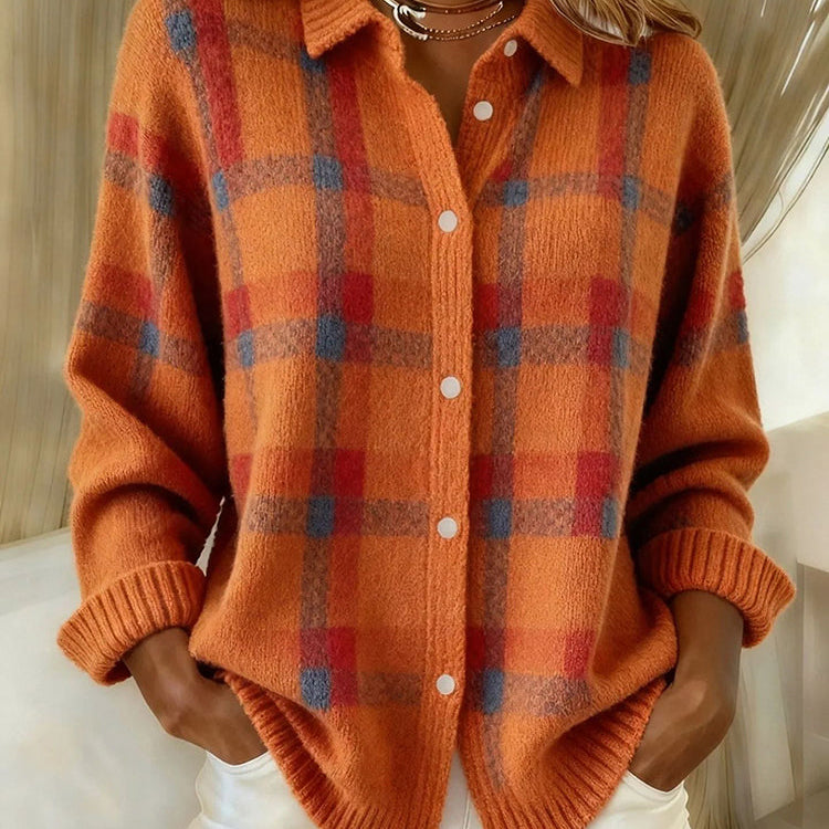 Anna Soft Check Knit Cardigan