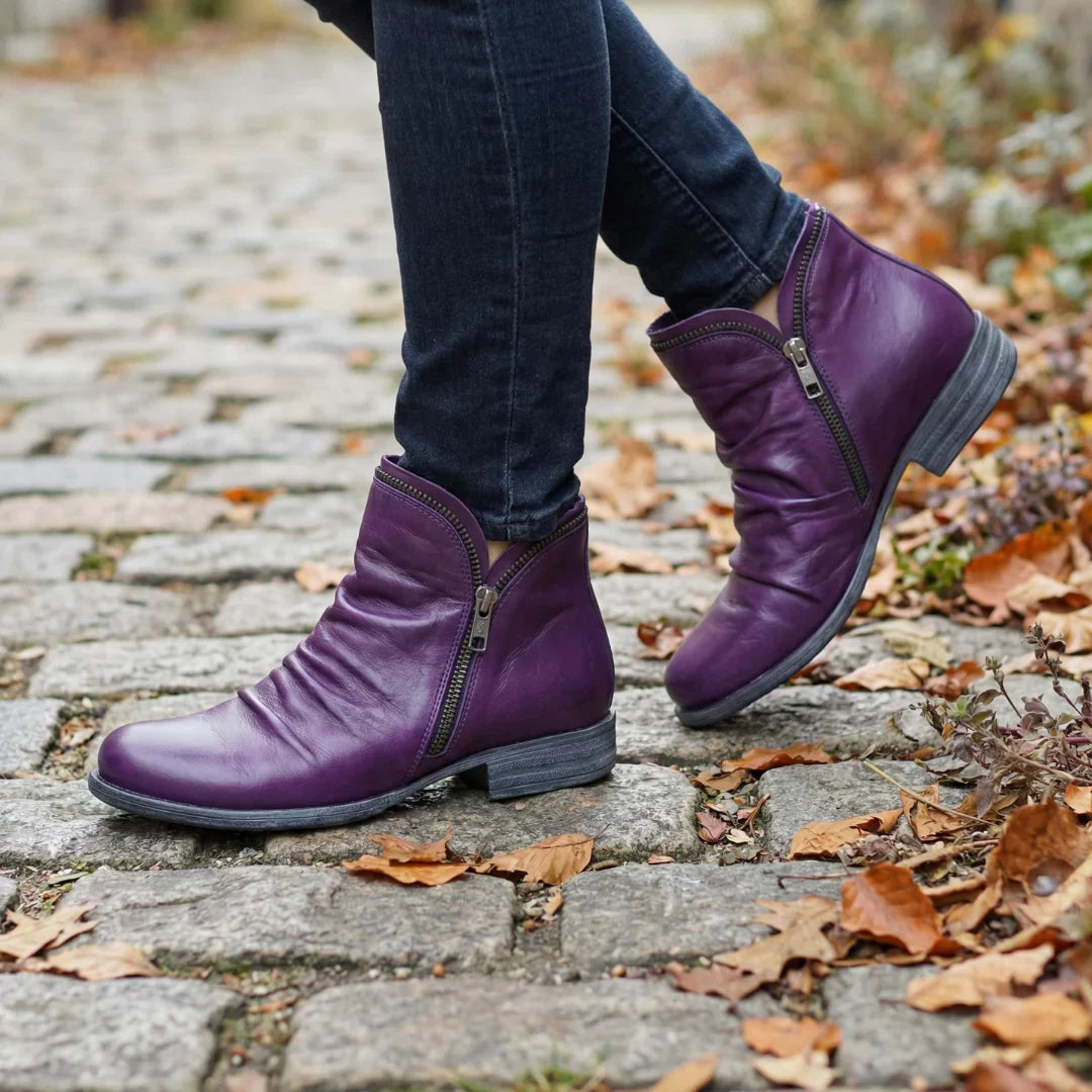 Emily Zip Leather Booties