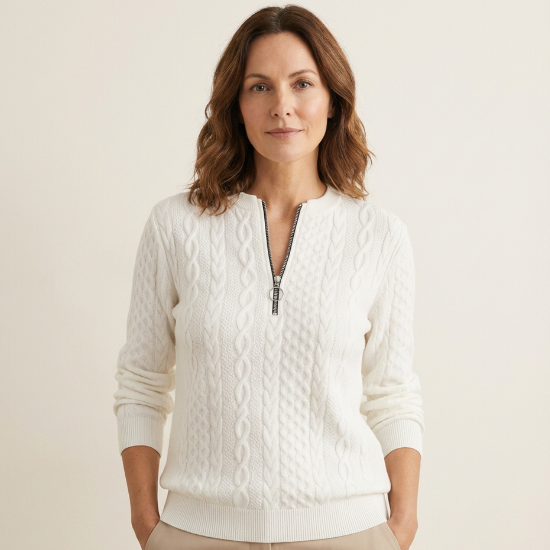 Maeve | Cable-Knit front zip Sweater