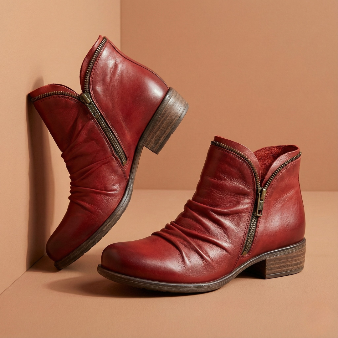 Emily Zip Leather Booties