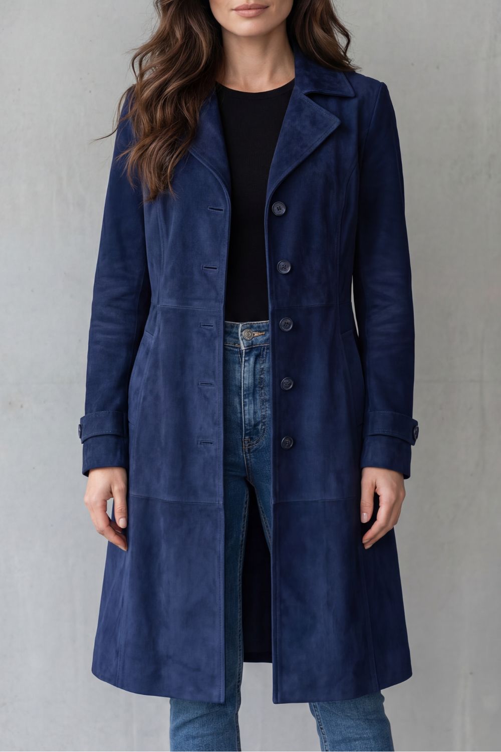 Delvienne | Vintage Suede Finish Longline Coat
