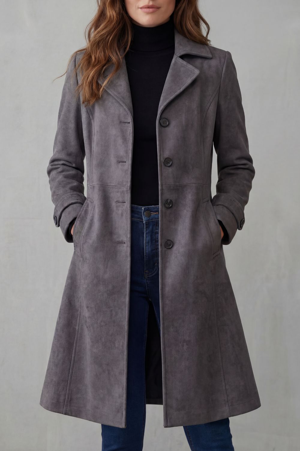 Delvienne | Vintage Suede Finish Longline Coat