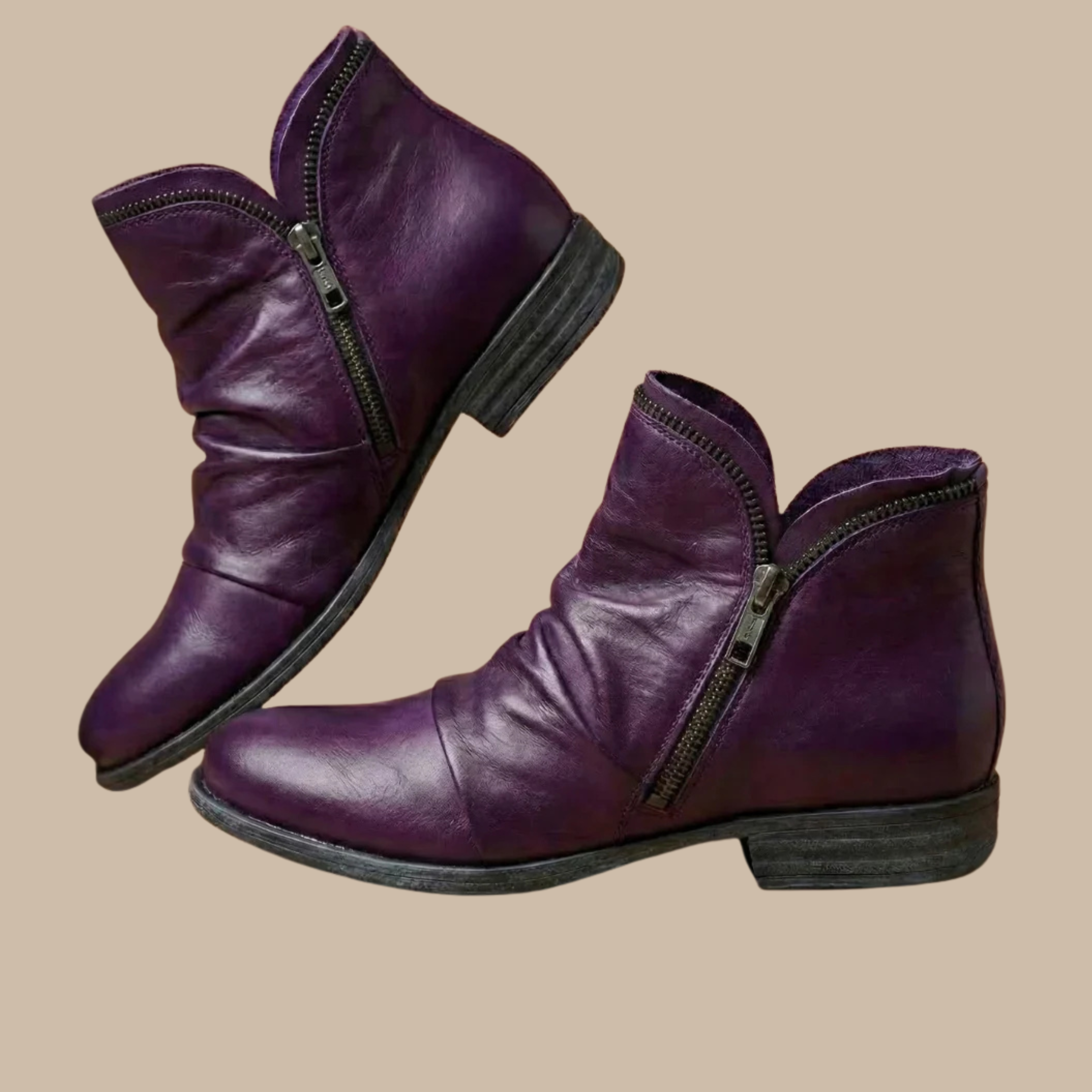 Emily Zip Leather Booties