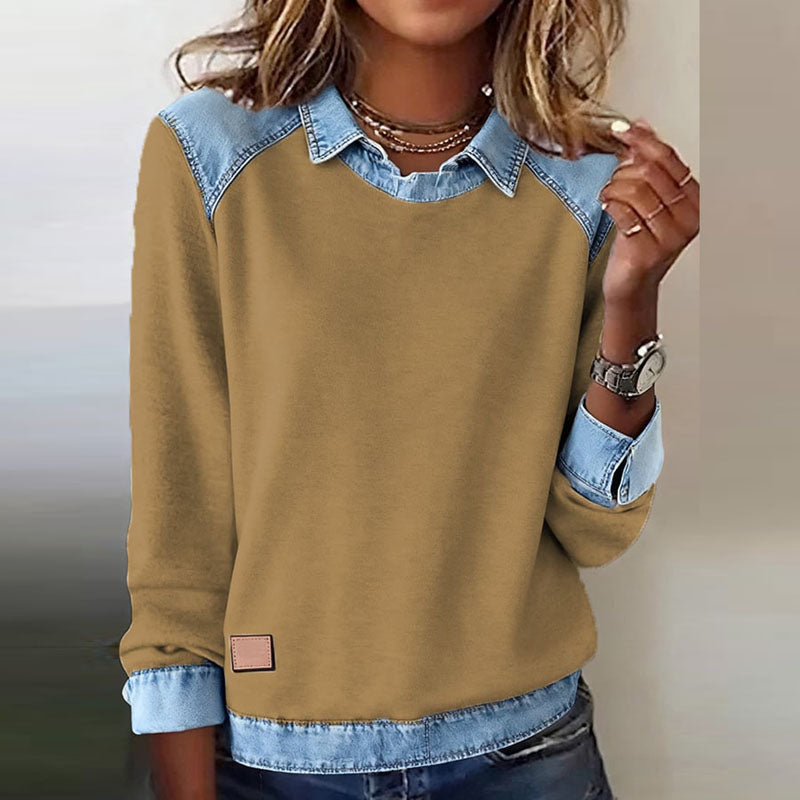 Keelin Denim Contrast Pullover