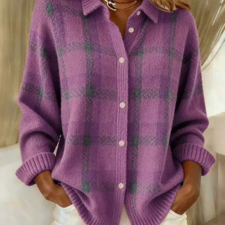 Anna Soft Check Knit Cardigan