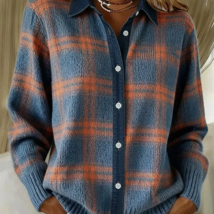Anna Soft Check Knit Cardigan