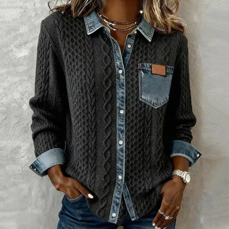 Bridie Cable-Knit Button Shirt