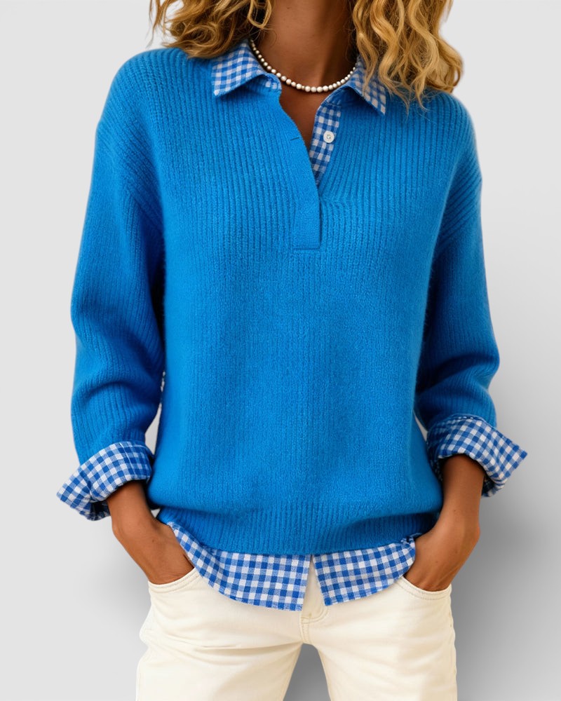 Alicia | Knitted Jumper With Plaid Detail