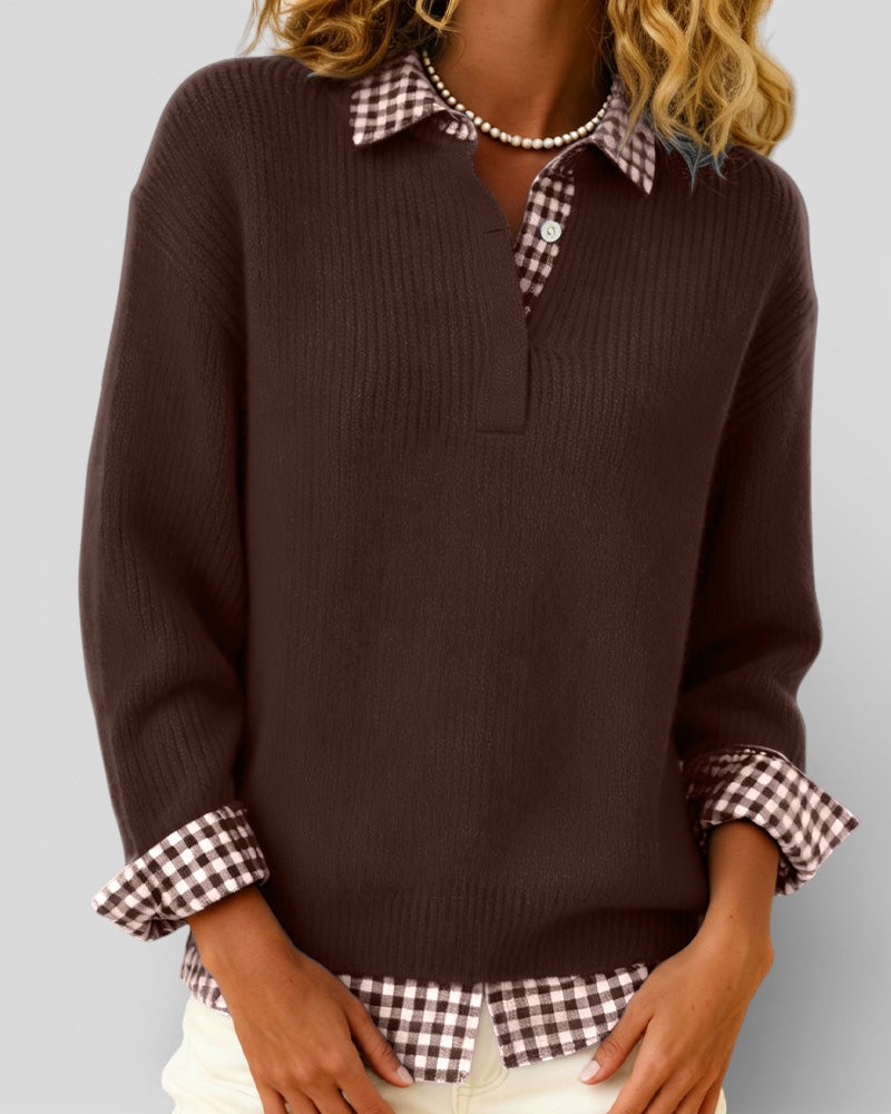 Alicia | Knitted Jumper With Plaid Detail